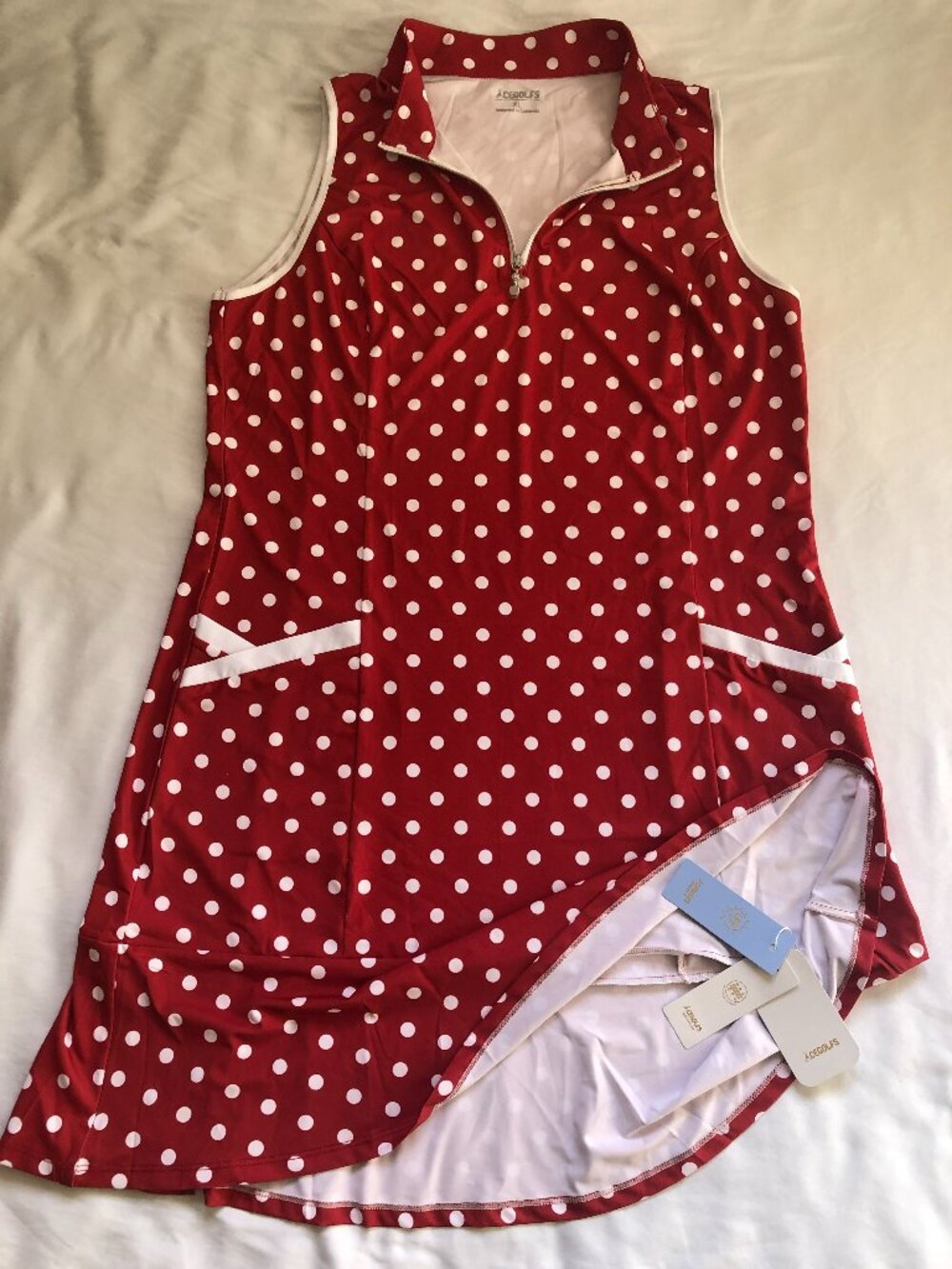 ACEGOLFS Red Polka Dot Hyper-prep Ruffle For Golf Pickleball Dress Size XL